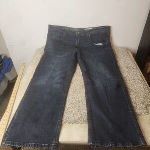 TK Axel Mens Slim Bootcut Jeans Dark Wash Denim 40x30 Blue Whiskered Casual